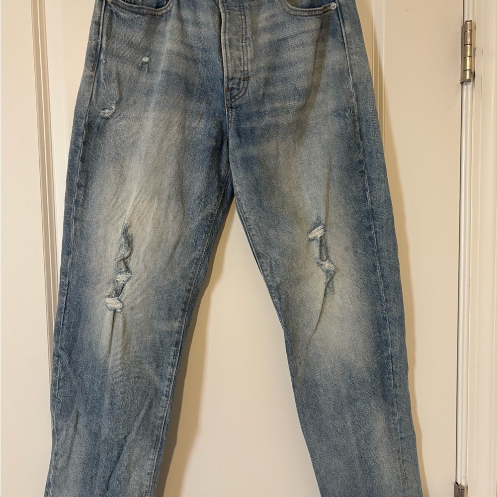 Lucky Brand High Rise Faded Blue Mom Jeans